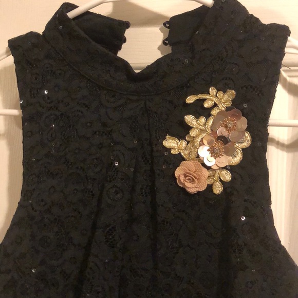 BCX black lace sequin halter top sleeveless - Picture 3 of 4